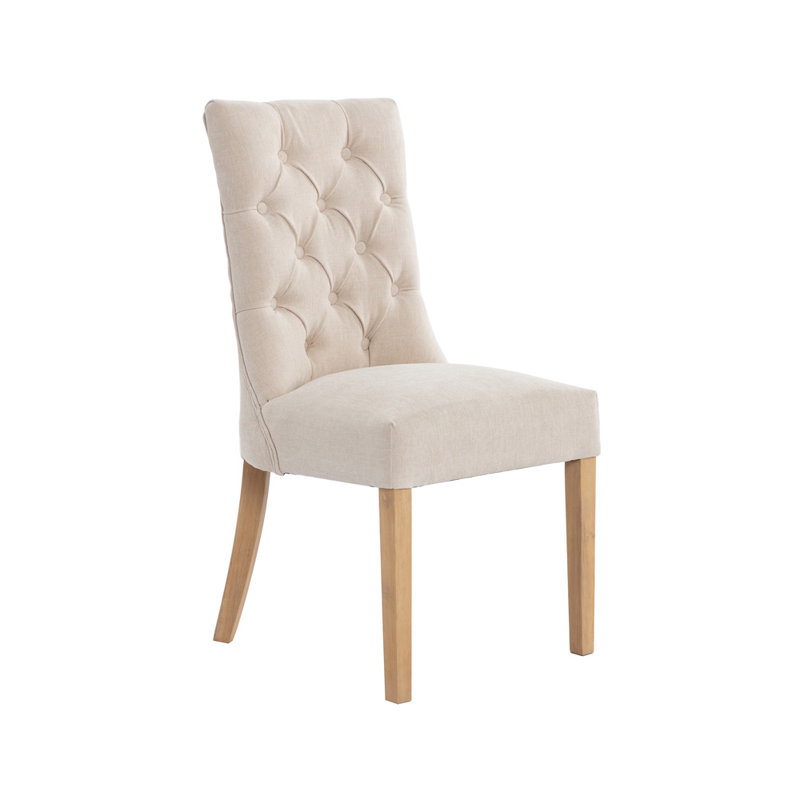 Morcott Curved Button Back Dining Chair, Natural, 4, Natural