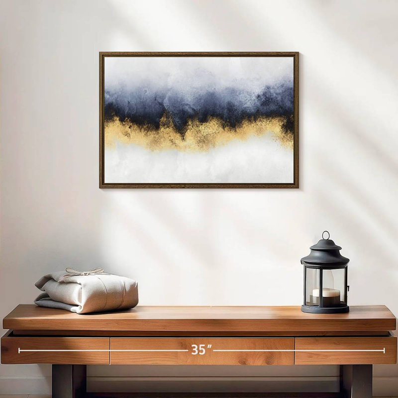 Ciel I, 19 po x 13 po, Cadre flottant noyer