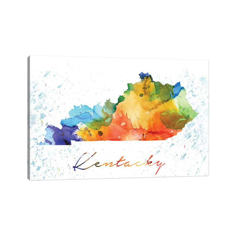 Kentucky State Colourful - Wrapped Canvas Print, 20.32cm H x 30.48cm W