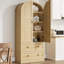 Armoire garde-manger arquée de 71 po de hauteur, tablette arquée en bois avec portes et tiroirs-552594946