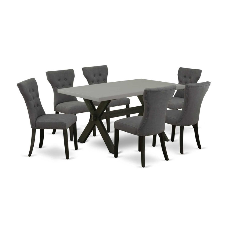 Table de salle à manger 5 pièces avec 4 chaises rembourrées et dossier en treillis, 7