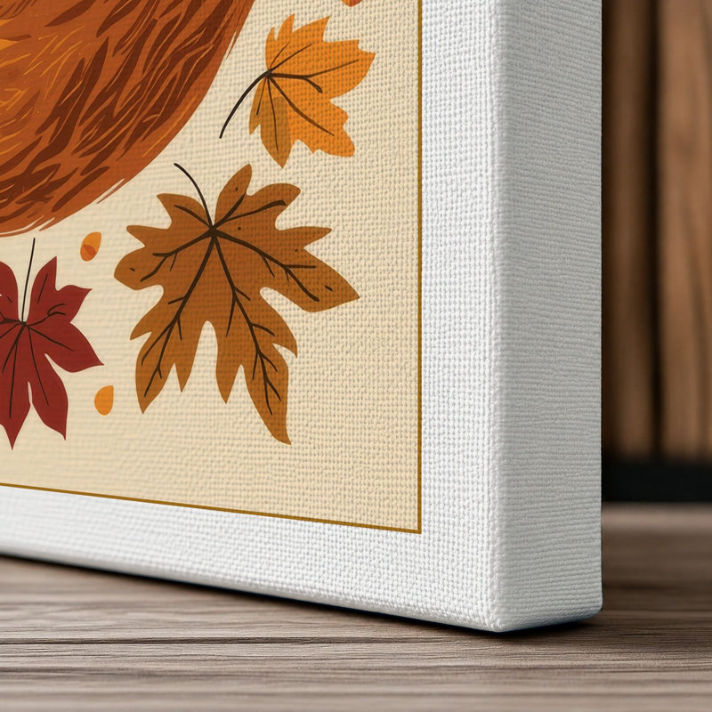 Autumn Fox Asleep Boho 1 Piece Wrapped Canvas Wall Art, 36x24 - 91.4 x 61.0 cm, White Border