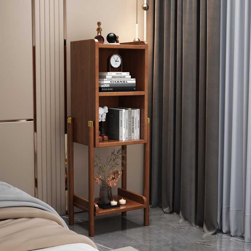 33cm W Solid + Manufactured Wood Bedside Table, Walnut