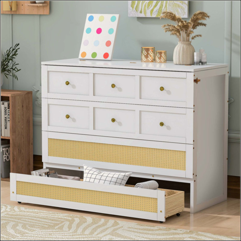 Lit escamotable Murphy avec grands tiroirs, conception compacte et élégante pour la vie moderne, White