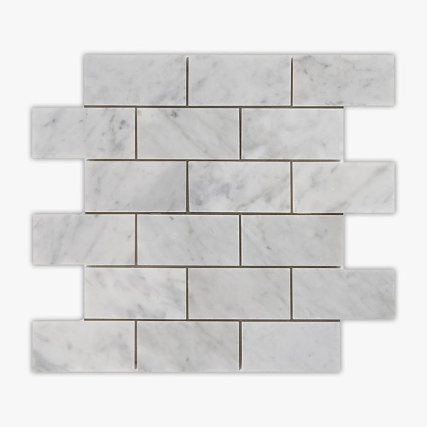 Bianco Carrara Honed 2x4 Brick Marble Mosaic