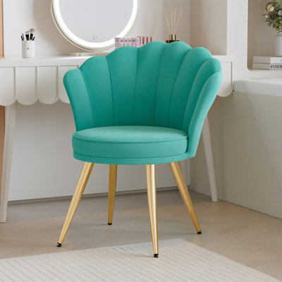 Fauteuil d'appoint en velours avec pieds dorés, dossier rembourré de 18,5 po de large avec siège et dossier rembourrés - Fauteuil de coiffeuse moderne et confortable pour chambre à coucher, salon, salle de maquillage, petits espaces