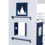 Lit superposé en bois avec élégantes fenêtres, rebords et tente-973417055-973417059