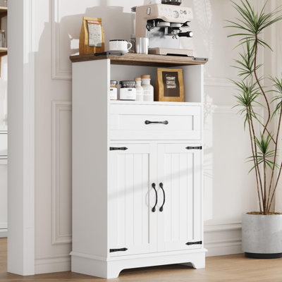Armoire de rangement Farmhouse avec portes et tiroirs, armoire de salle de bain autoportante pour cuisine / buanderie / salon / chambre à coucher
