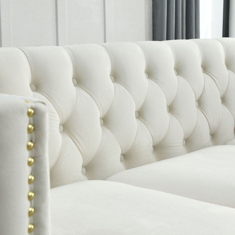 Adas 80.5'' Velvet Sofa, Beige