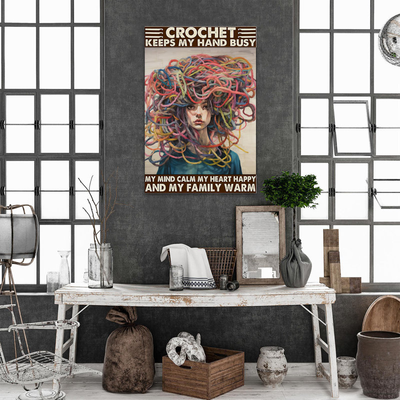 Crochet «Keeps My Hand Busy» - 1 pièce Gra Crochet Keeps My Hand Busy sur toile, H 36 po x l 24 po x P 1,25 po