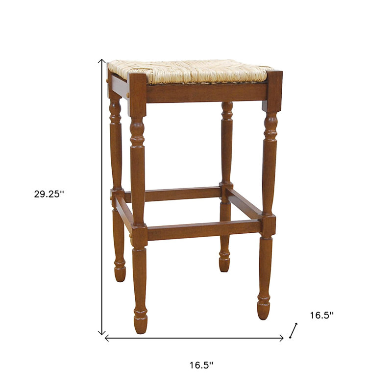 Chaise de bar naturelle sans dossier avec repose-pieds, Brun, Tabouret de bar (siège d'une hauteur de 29 po)