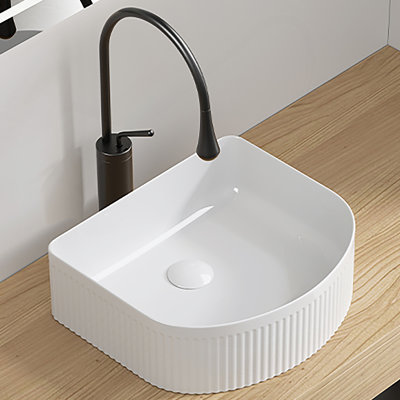 Lavabos rectangulaires pour salle de bain Petits lavabos modernes pour salle de bain Lavabo vasque en céramique Lavabo vasque en céramique blanc brillant