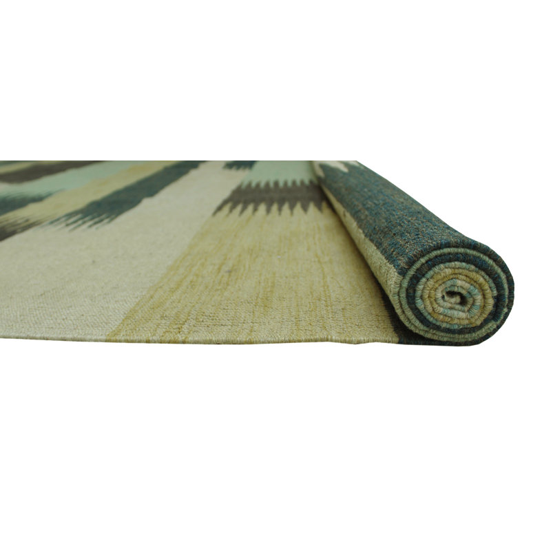 Tapis décoratif de Ivoire en laine Kilim tissé à la main Ames