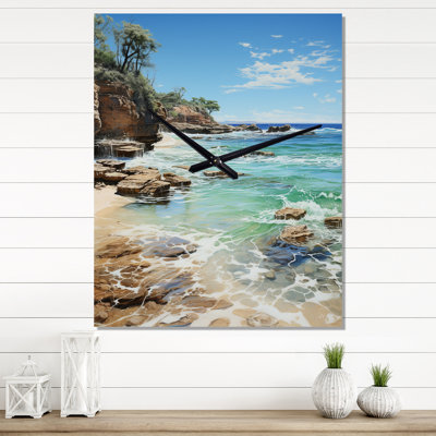 Beach Photo Ocean Escape V - Horloge murale nautique et plage