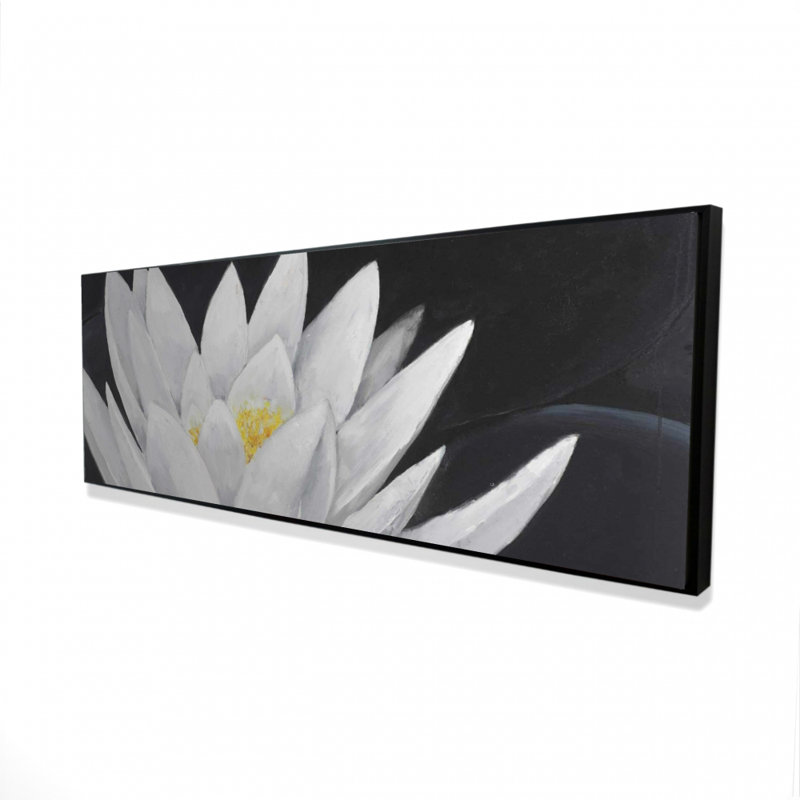 Toile à motif de fleurs de lotus | Cadre blanc, H 49,25 po x l 17,25 po