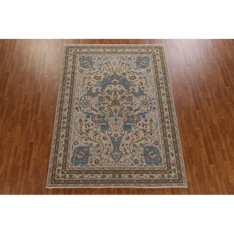 Tapis floral floral turc noué à la main Oushak