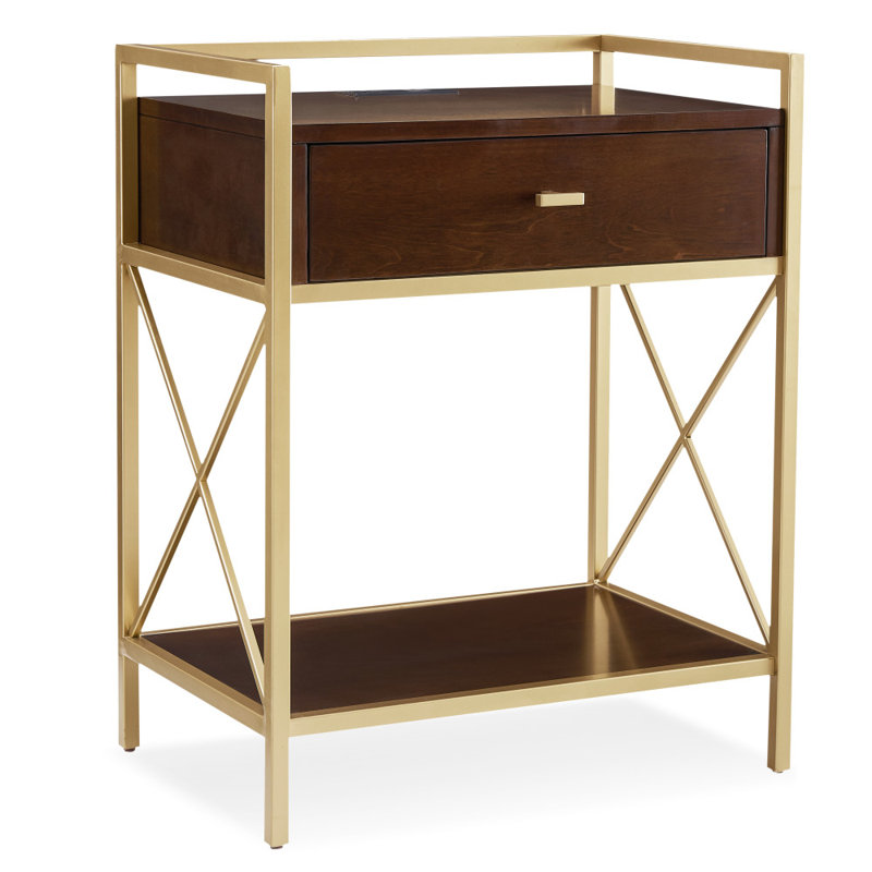 Claudette Solid + Manufactured Wood Side Table, Walnut
