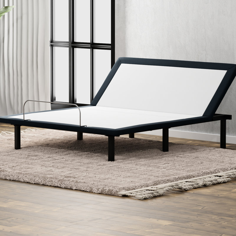 Queen Adjustable Base With Head-Up Functionality In Grey Metal - Improve Comfort And Support Joints Bed Function Metal, Grey, Wired Remote To Enhance Adjustments, Ease Joint Discomfort