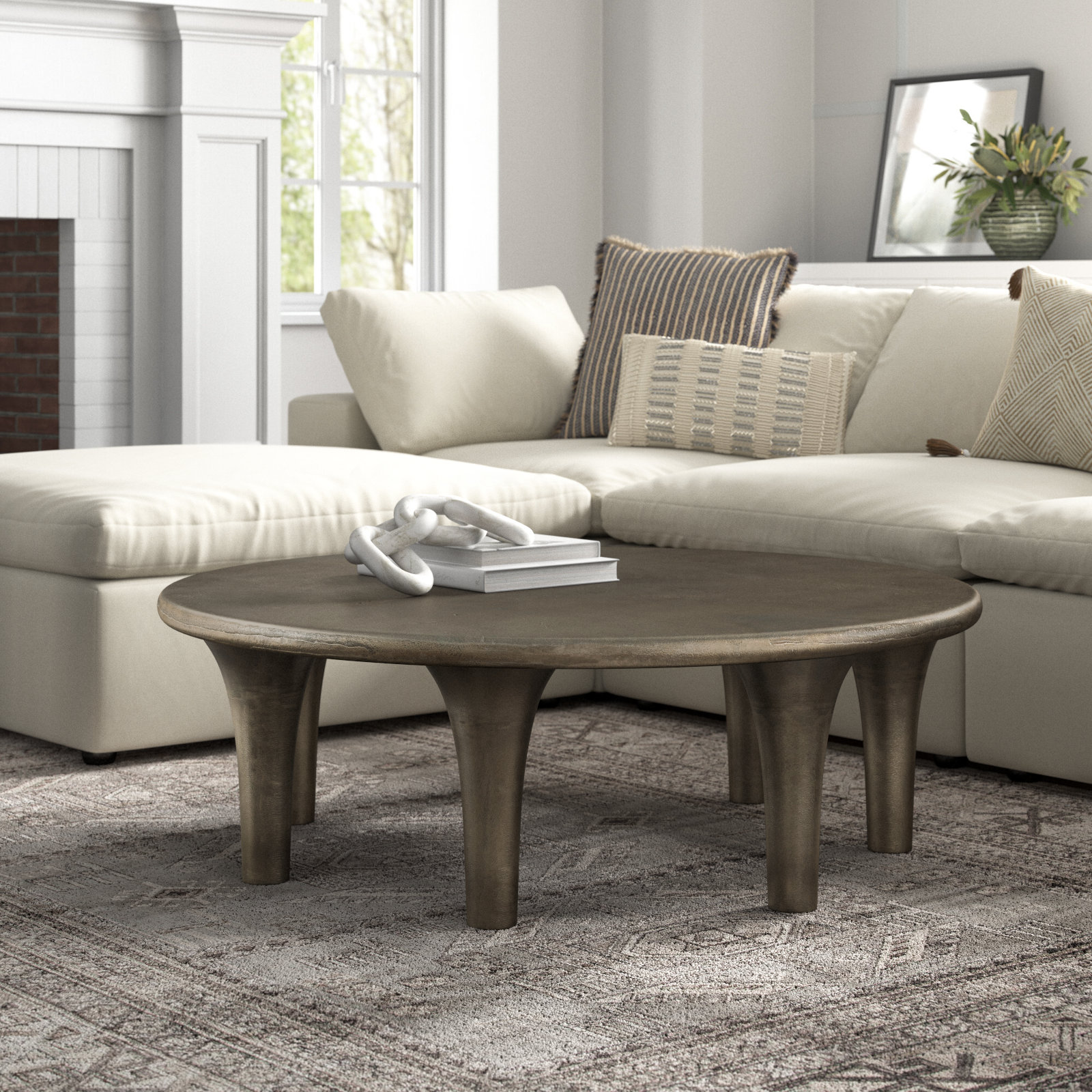 Zed Single Coffee Table, Aged Bronze