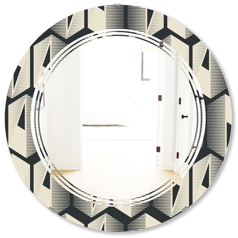 Miroir murale abstraite moderne et contemporaine sans cadre triple C, 31,5 po x 31,5 po
