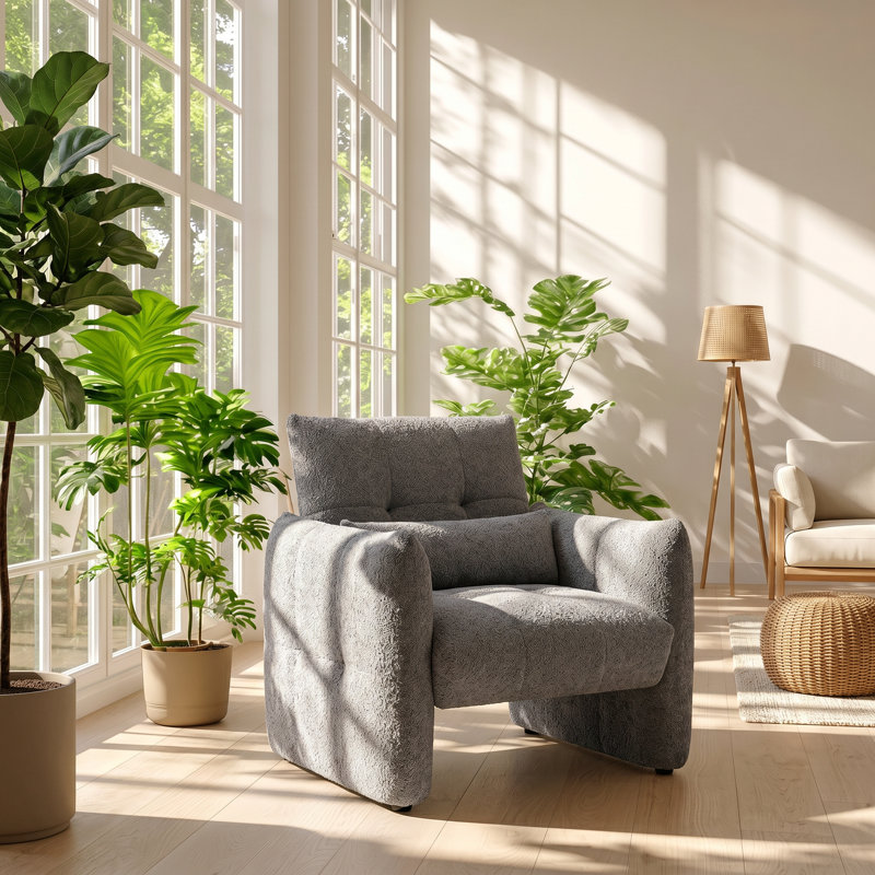 Fauteuil d'appoint en bois massif capitonné l 33,86 po x P 32,28 po x H 31,1 po Modasi