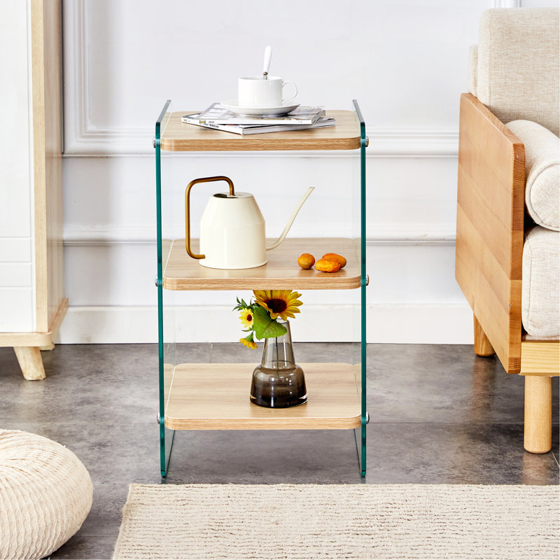 Three Layer Bedside Cabinet.The Board Is Made Of Mdf With Wooden Stickers