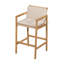 Tabouret de bar d'extérieur en bois, bois fini teck avec coussin beige, ensemble de 2
