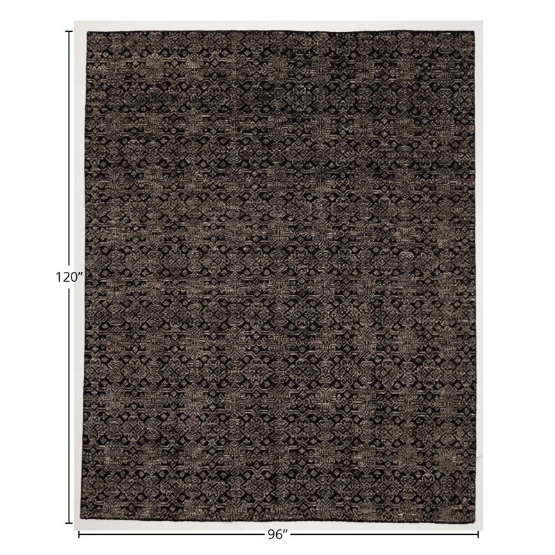 Handmade Cotton and Silk Geometric Area Rug