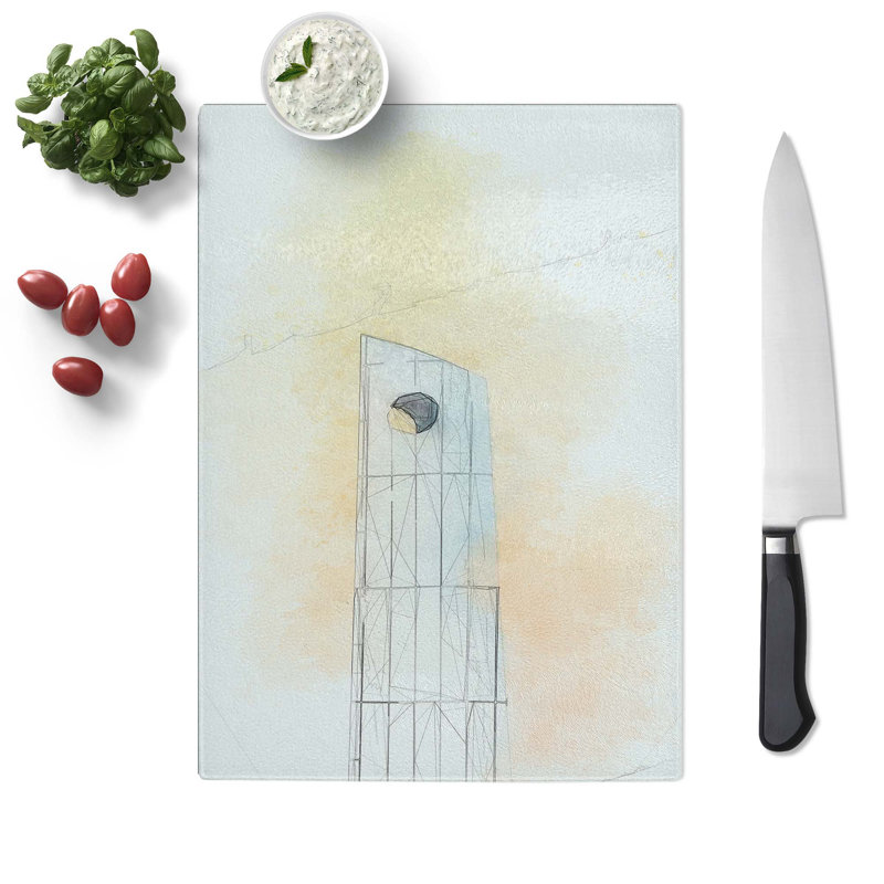 Tempered Glass Sketching the Architecture Vol.30 Chopping Board, 28.5 cm x 39 cm