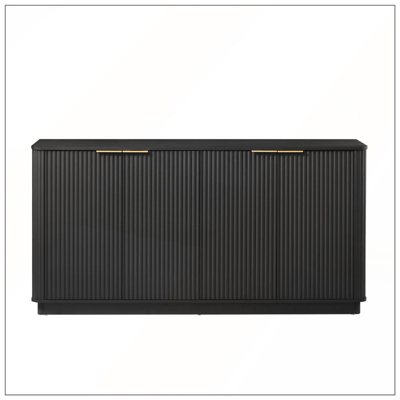 63 Inch Vertical Stripe Buffet Cabinet, Black