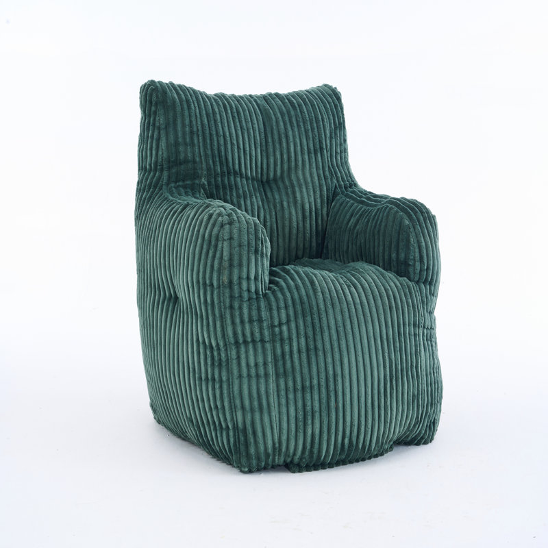 Fabric Bean Bag Chair, Green Corduroy