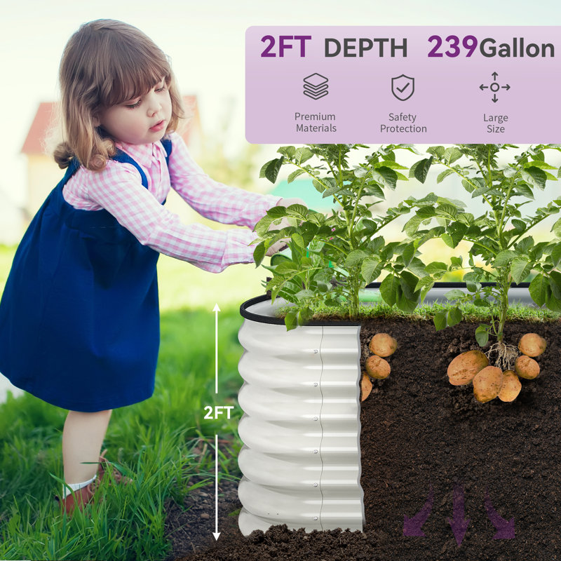 Beyhan Metal Raised Garden Bed, Black, 24" H x 96" W x 24" D