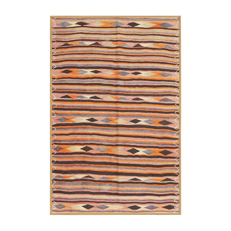 Tapis rose/orange/bleu contemporaine, Rectangle 2 pi x 5 pi