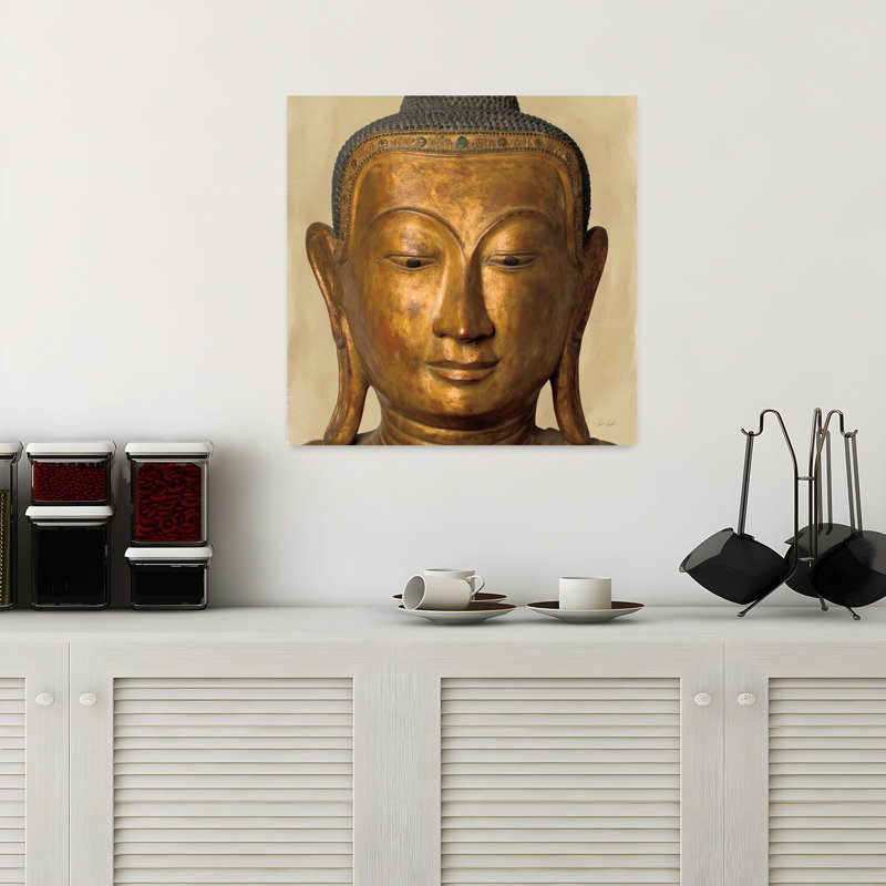 Bouddha doré, art abstrait contemporain, H 18 po x l 18 po