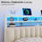 King Size Headboard, Adjustable Upholstered Headboard With 3 Tier Shelves And Pegboard With Charging Stations And LED Lights, Modern Bed Headboard With Storage Linen And White-244327709-244327704