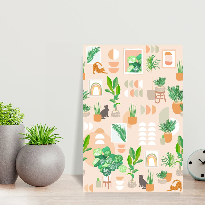 «Modern Boho Houseplants», reproduction géométrique moderne de plante de chat, art mural, H 18 po x l 12 po