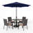 6 Pcs Patio Dining Set 4  Armchairs And Square Table With Umbrella-116067100
