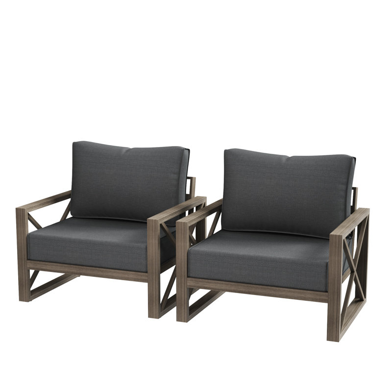 Patio Aluminum Chair With Cushions (Set Of 2), Gray