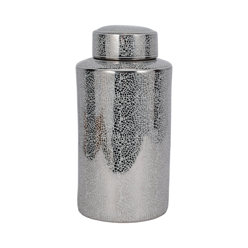Stoneware Ceramic Decorative Jar with Traditional Design and Crackle Glaze Detailing for Modern Versatile Display in Transitional Home Decor and Timeless Accent Settings