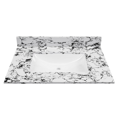31 po x 22 po, avec lavabo en céramique encastré et dosseret, comptoir en marbre artificiel avec 1 trou pré-percé, blanc panda