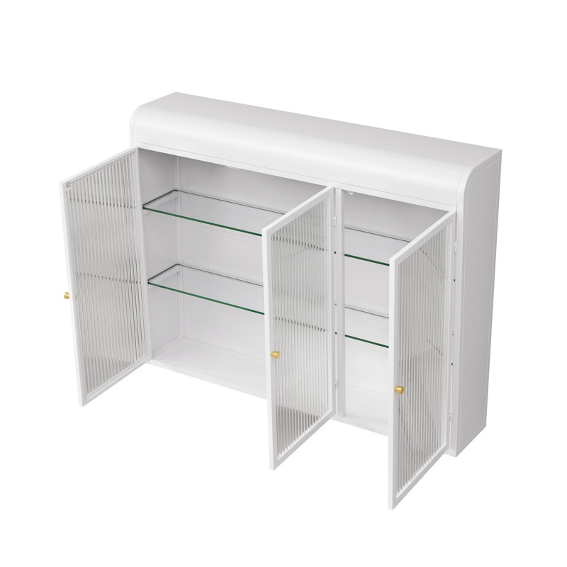 Armoire murale en verre arquée à 3 portes - blanche. Améliorez votre espace de rangement. Solution de rangement spacieuse. Fabrication. Armoire à installation simple, salle de lavage. Beaucoup d'espace. Et fiable. Facile