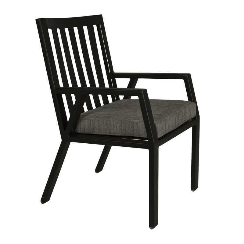 Aris Outdoor Dining Armchair, Carbon Black, Flagship Stone Sunbrella®