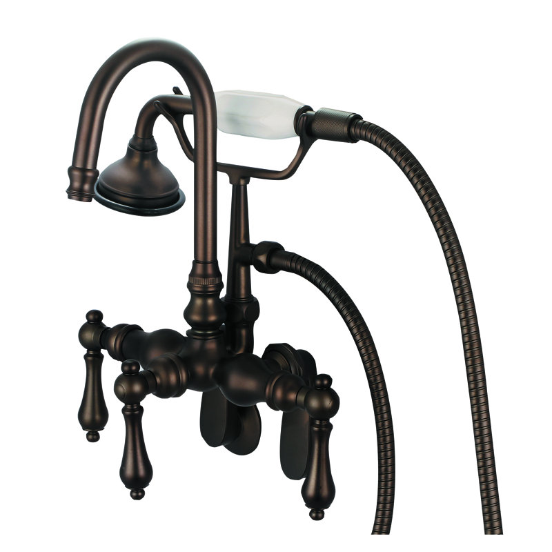 Stonington 3 Handle Wall Clawfoot Tub Faucet, Lever Handles, Oil Rubbed Bronze
