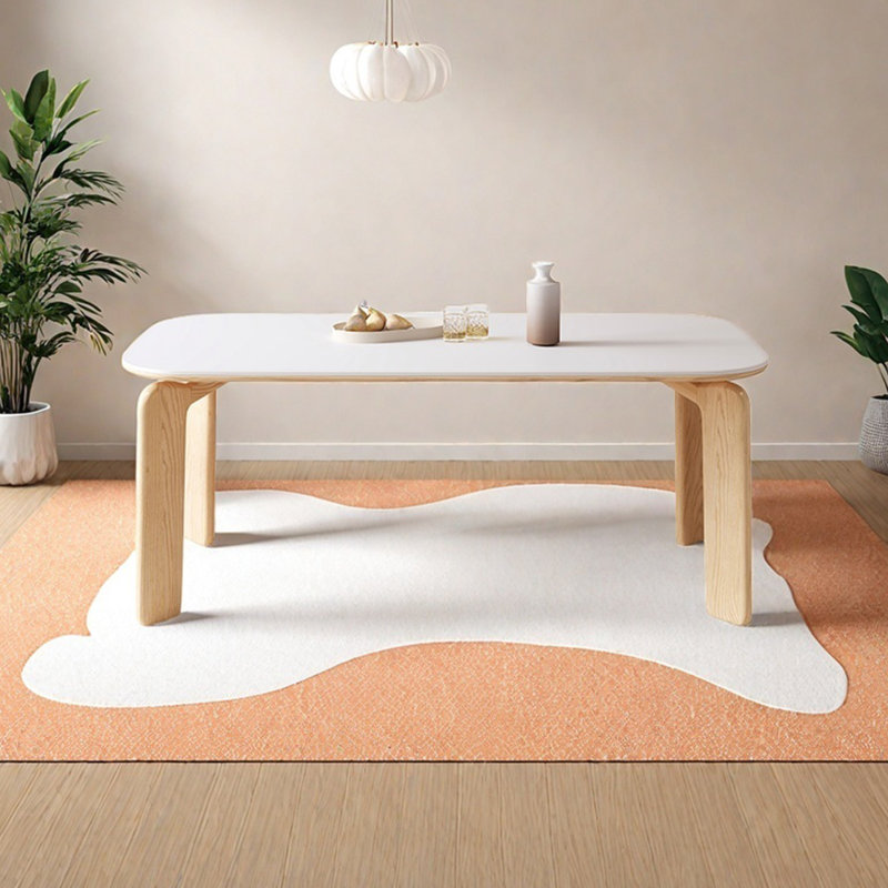 Table de salle à manger en bois massif de style crème, H 29,52 po x L 70,86 po x l 31,49 po