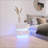 White High Glossy 2-Drawer Bedside Table With RGB LED Light And Bluetooth Control, Perfect For Modern Bedrooms