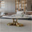 Table basse 49,2 "en faux marbre moderne avec plateau en pierre frittée, table de salon avec base en acier inoxydable