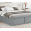 Structure de lit plateforme en bois avec 6 tiroirs, gris