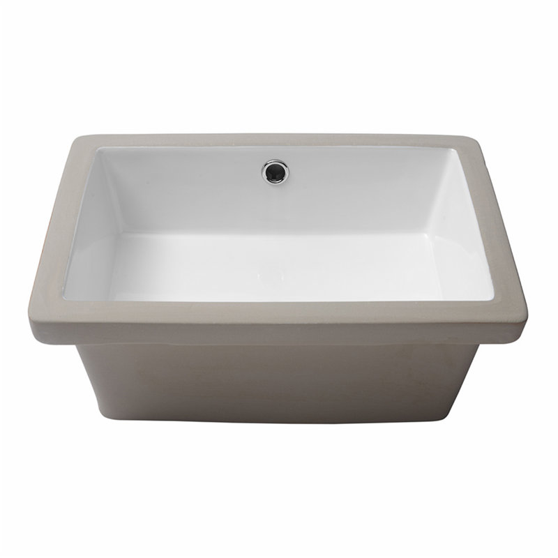 Lavabo de salle de bain rectangulaire en céramique, lavabo encastré avec trop-plein