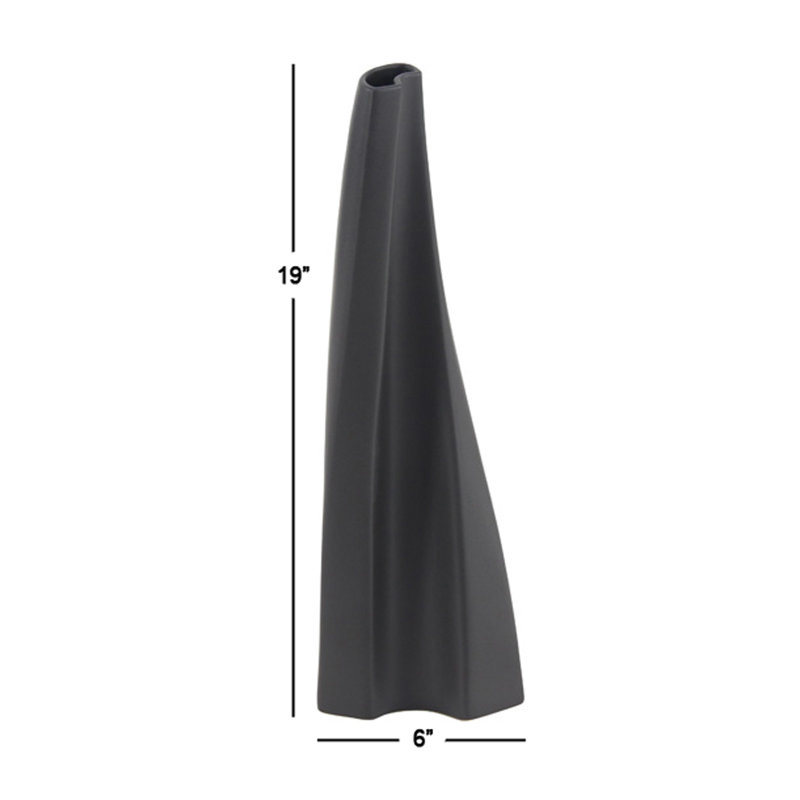 Vase de plancher en céramique de tourbillon modern Felker, Noir