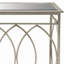 Console de salon géométrique en métal avec plateau en verre miroitant-156977189